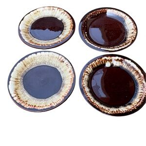 Pfaltzgraff Vintage Gourmet Brown Drip 7” Salad Dessert Stoneware Four Plates